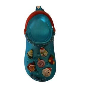 Robert Stanley Blue Crocs Shoe Christmas Ornament Classic Croc W Charms Glass